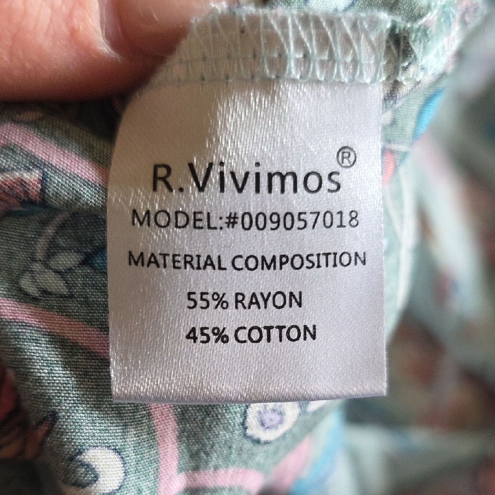 R. Vivimos Gorgeous Revolve Floral Bohemian Summer Dress in Blue and Pink - Picture 8 of 8